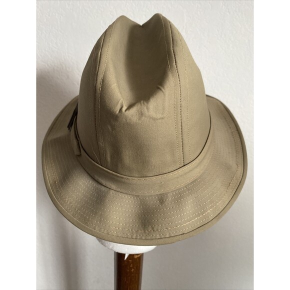 Vtg Stetson Fedora 1960s-Era Khaki Water Resistant Canvas Dick Tracy Hat 7 1/8 - Picture 4 of 11